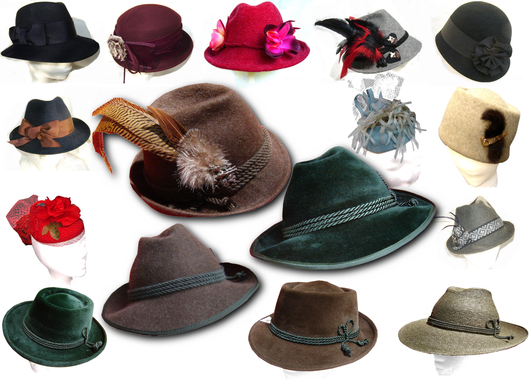 Accessoires Hüte Trachtenhüte Olivgr\u00fcner Hut mit Samtband 